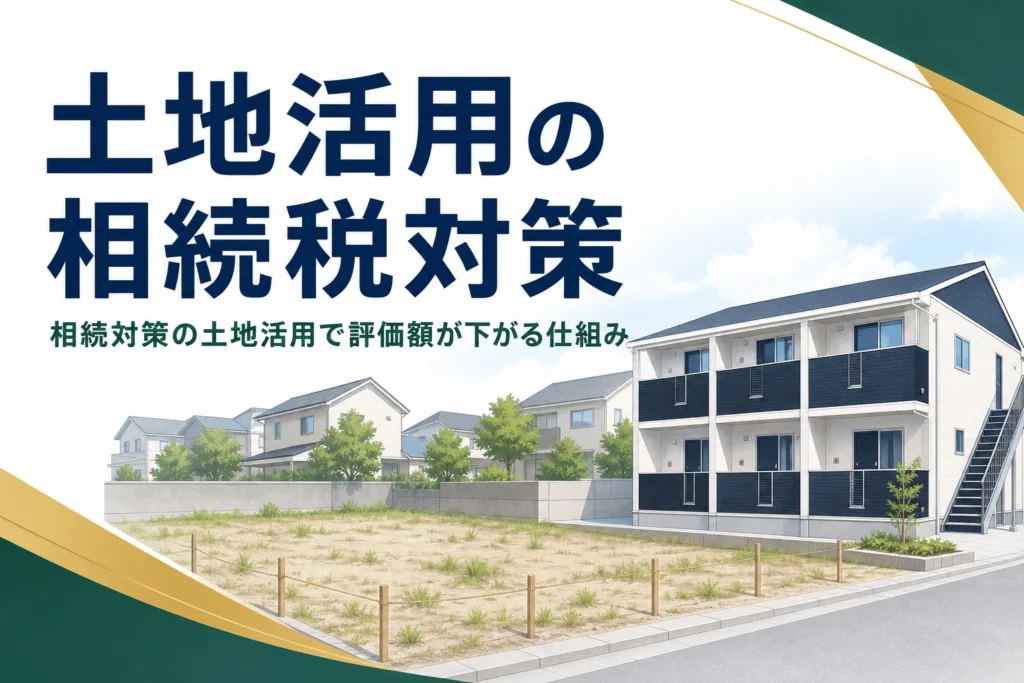 土地活用による相続税対策と評価額の計算例を解説する記事のアイキャッチ