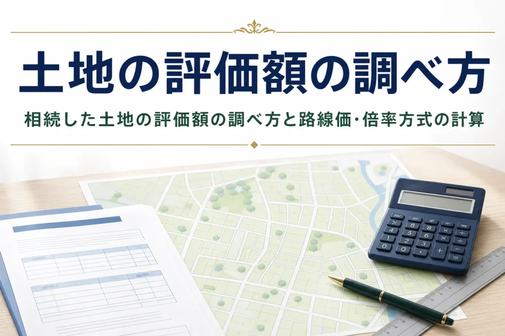 相続した土地の評価額の調べ方を解説する記事のアイキャッチ