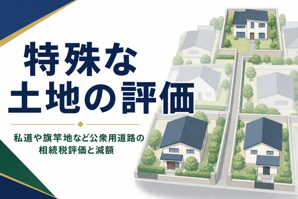 私道や旗竿地など公衆用道路の相続税評価と減額を解説する記事のアイキャッチ