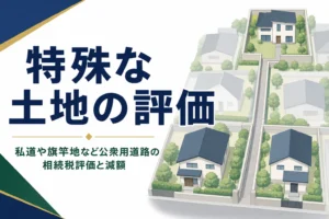 私道や旗竿地など公衆用道路の相続税評価と減額を解説する記事のアイキャッチ