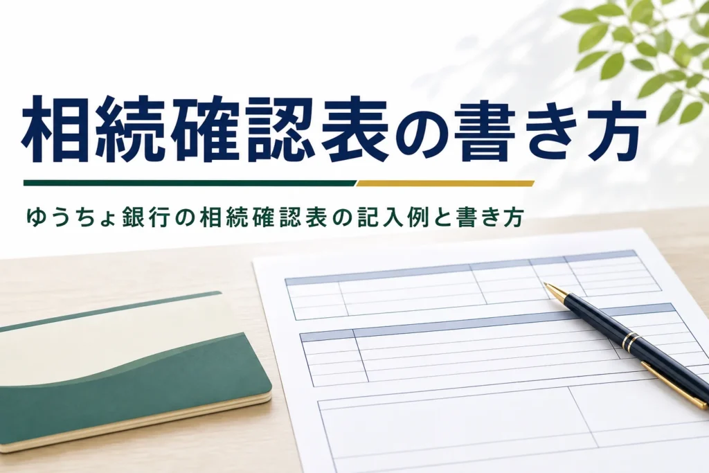 ゆうちょ銀行の相続確認表の記入例と書き方を解説する記事のアイキャッチ
