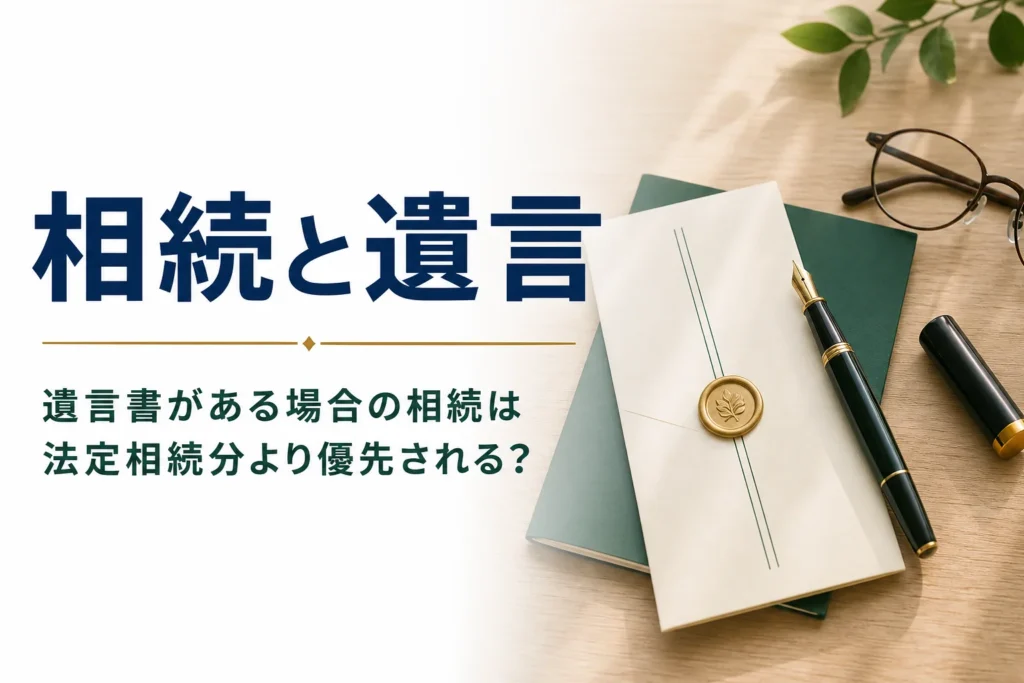遺言書がある場合の相続と法定相続分の関係を解説する記事のアイキャッチ
