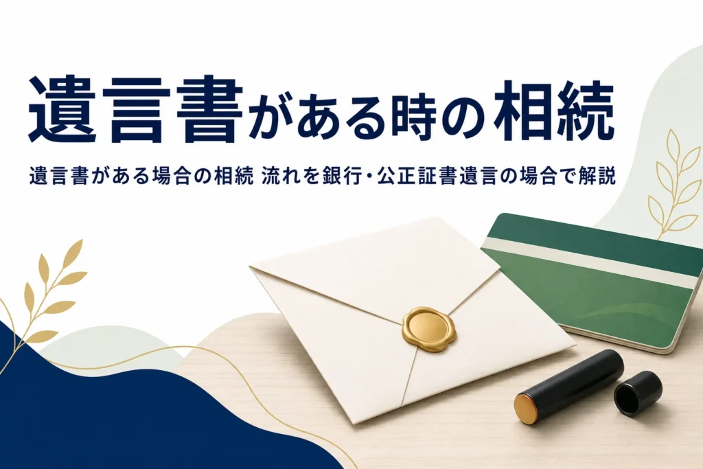 遺言書がある場合の相続手続きの流れを銀行・公正証書遺言のケースで解説する記事のアイキャッチ
