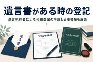 遺言書がある場合の相続登記と遺言執行者による申請を解説する記事のアイキャッチ