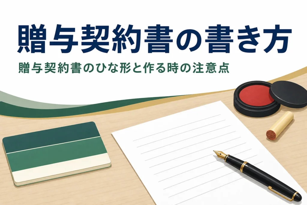 贈与契約書の書き方とひな形を解説する記事のアイキャッチ
