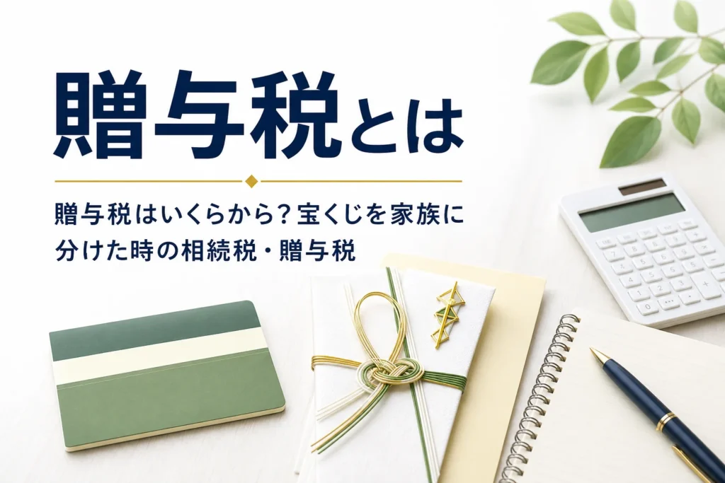 贈与税がいくらからかかるかと宝くじやお祝いの扱いを解説する記事のアイキャッチ